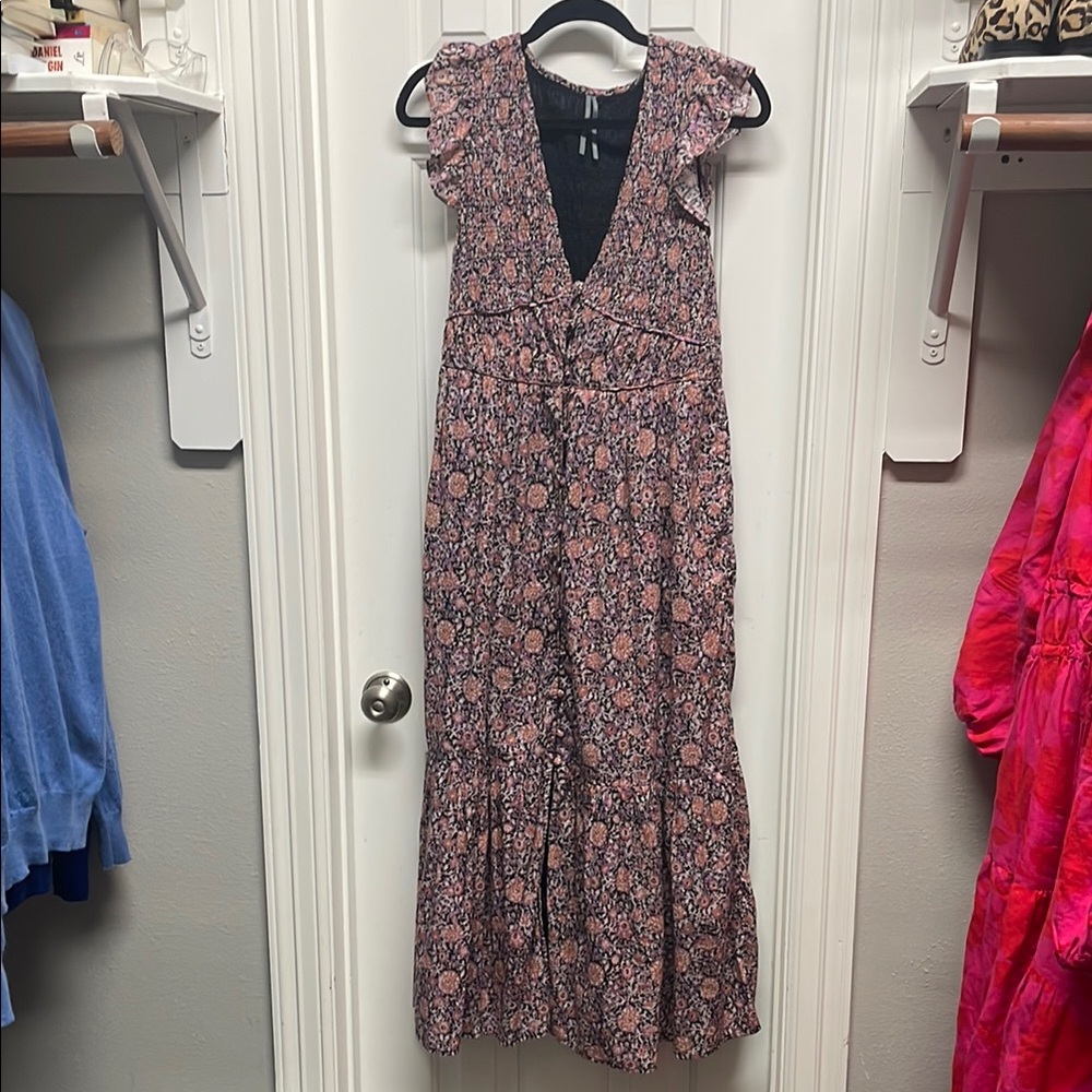 Peregrine Dress Anthropologie Floral Maxi Dress with Ruffle Sleeves